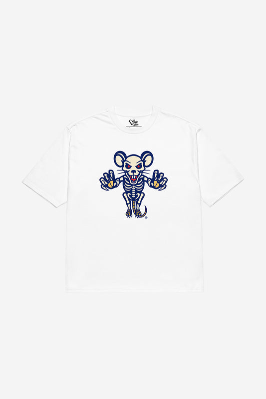 Swamp Rats - Retro Jump Rat Logo - Oversized heavyweight t-shirt (White)