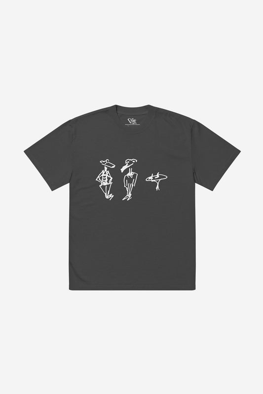 "Sketch" - Oversized faded t-shirt (Black)