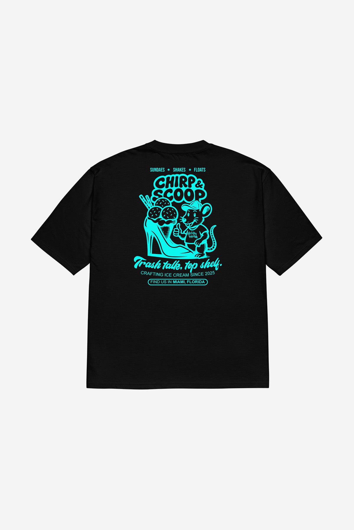 Chirp & Scoop - Oversized heavyweight t-shirt (Black)