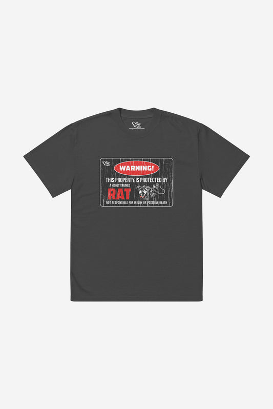 "WARNING" - Oversized faded t-shirt (Black)