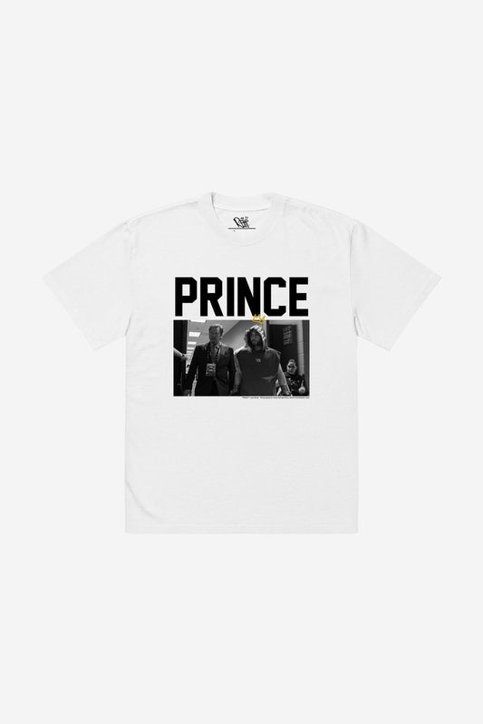 "Prince Walk Out"  - Oversized heavyweight t-shirt (White)