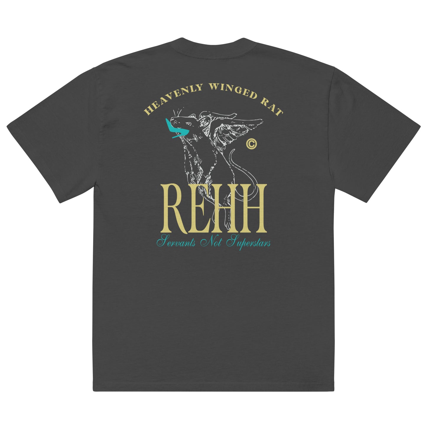 "Heavenly Winged Rat"  - Oversized faded t-shirt (Black)